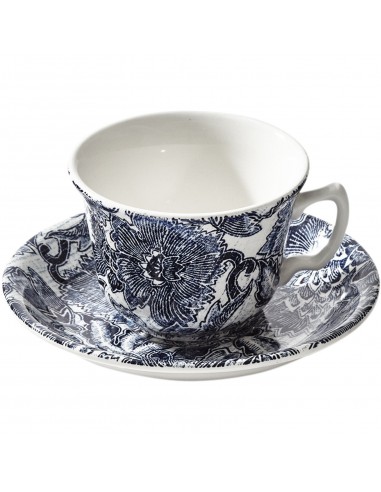 Tasse à thé et soucoupe Faded Peony Indigo Dans la société mordern