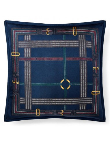 Coussin Modern Equestrian en Soie Bleu Marine Venez acheter