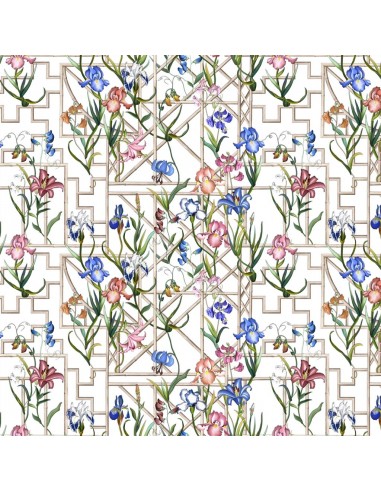 Tissu Fretwork Garden Azur rembourrage situé sous