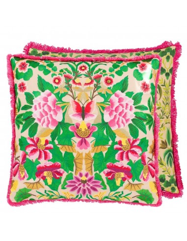 Ikebana Damask Fuchsia Embroidered Cushion Toutes les collections ici